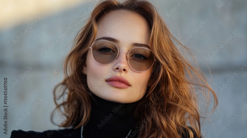 A woman with brown hair and glasses is standing in front of a wall A woman with brown hair and glasses is standing in front of a wall