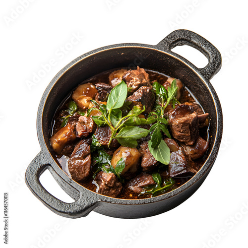Mouth-watering Venison stew isolated on transparent background