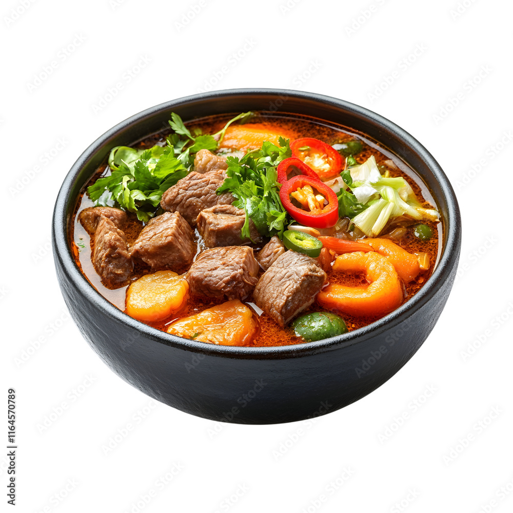 Mouth-watering Venison stew isolated on transparent background Mouth-watering Venison stew isolated on transparent background