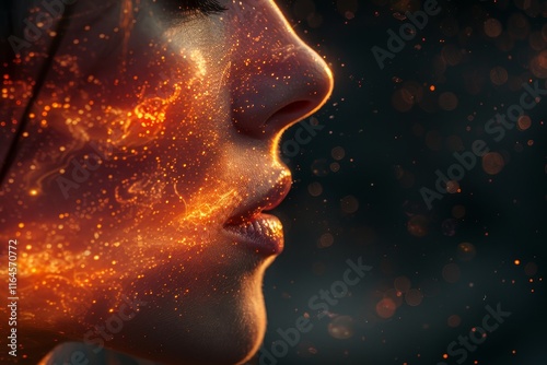 Futuristic human face featuring illuminated neural patterns and advanced technology design