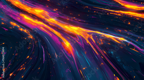 There were flashing light trails, neon yellow and orange gold glow path trace effects, fire path trace lines, car lights, and incandescence curves swirling together. Incandescence. Illustration