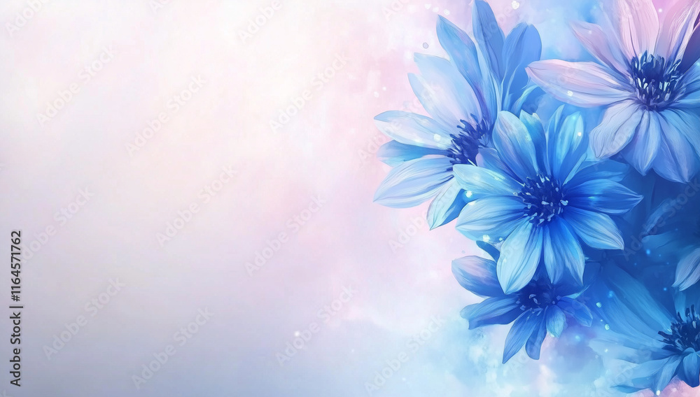 Blue flowers in soft light with a bokeh background for copy space Blue flowers in soft light with a bokeh background for copy space