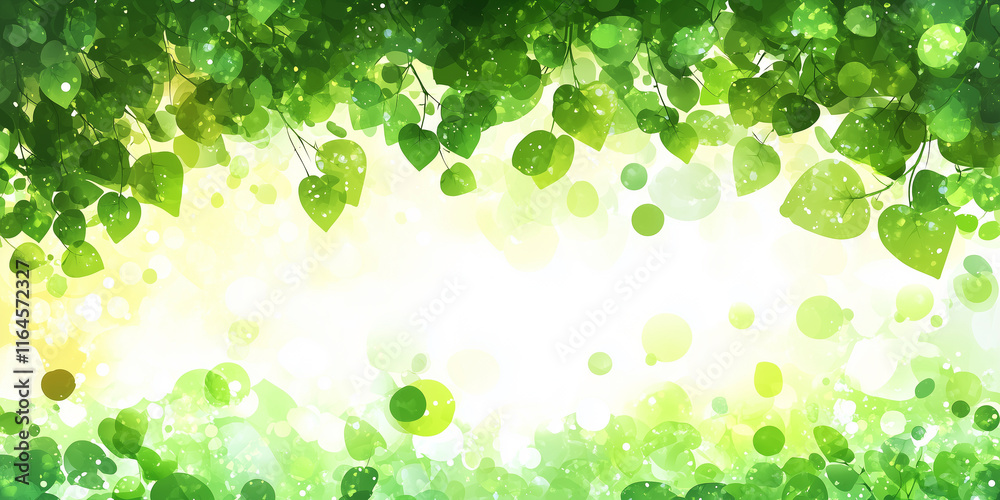Fototapeta premium Green plant background with bokeh background copy space