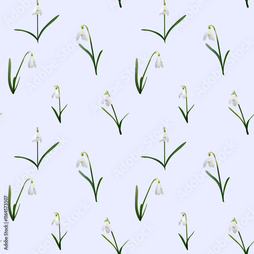Minimalist Snowdrops Seamless Floral Pattern