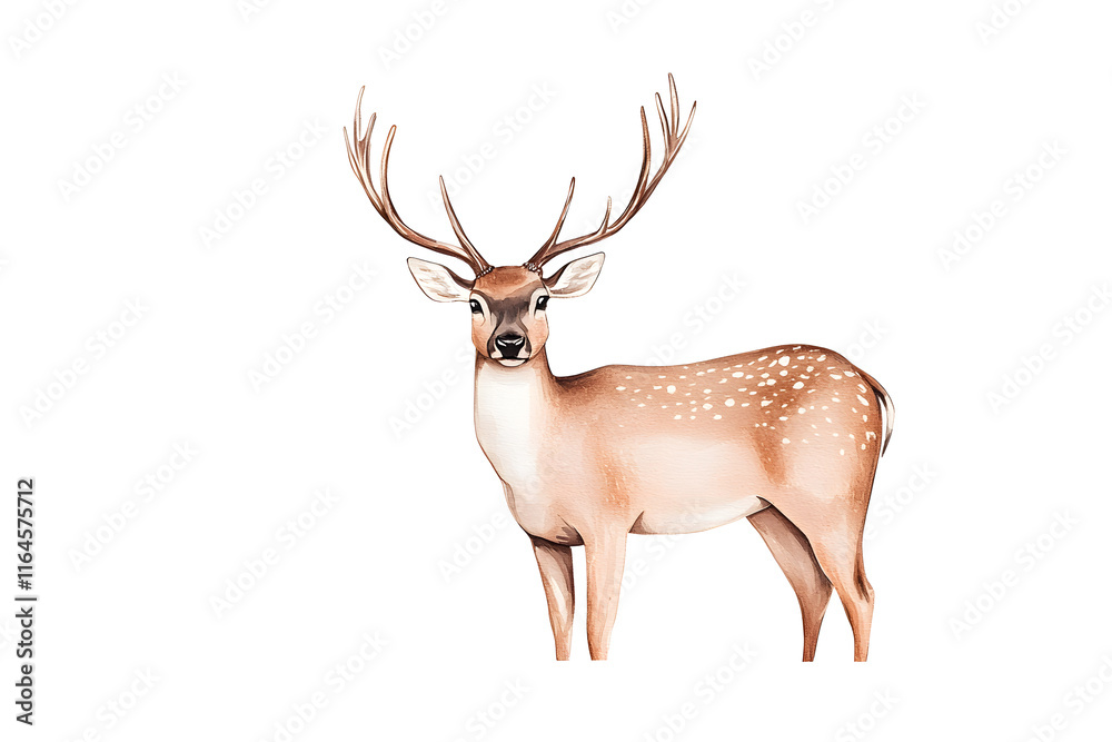 Obraz premium Deer silhouette watercolor style wildlife simple drawing animal isolated on white background