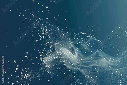Ethereal abstract art with deep blue gradient and glowing stardust particles for a dreamy atmosphere photo