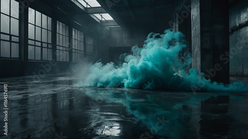 Mysterious Smoke on Dark Background: Atmospheric Empty Floor Stock Photo, Atmospheric Scene with Smoke and Dark Background for Stock Photography photo