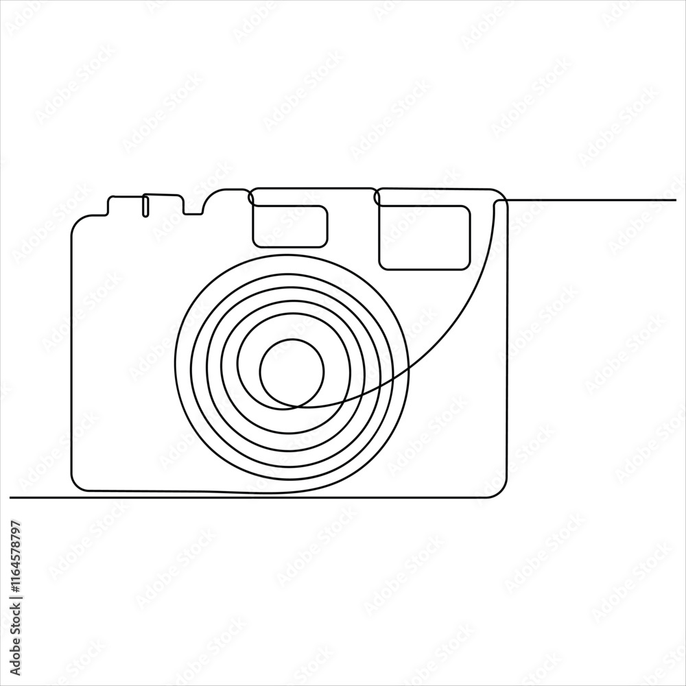 Continuous camera single line art drawing sketch vector illustration Continuous camera single line art drawing sketch vector illustration