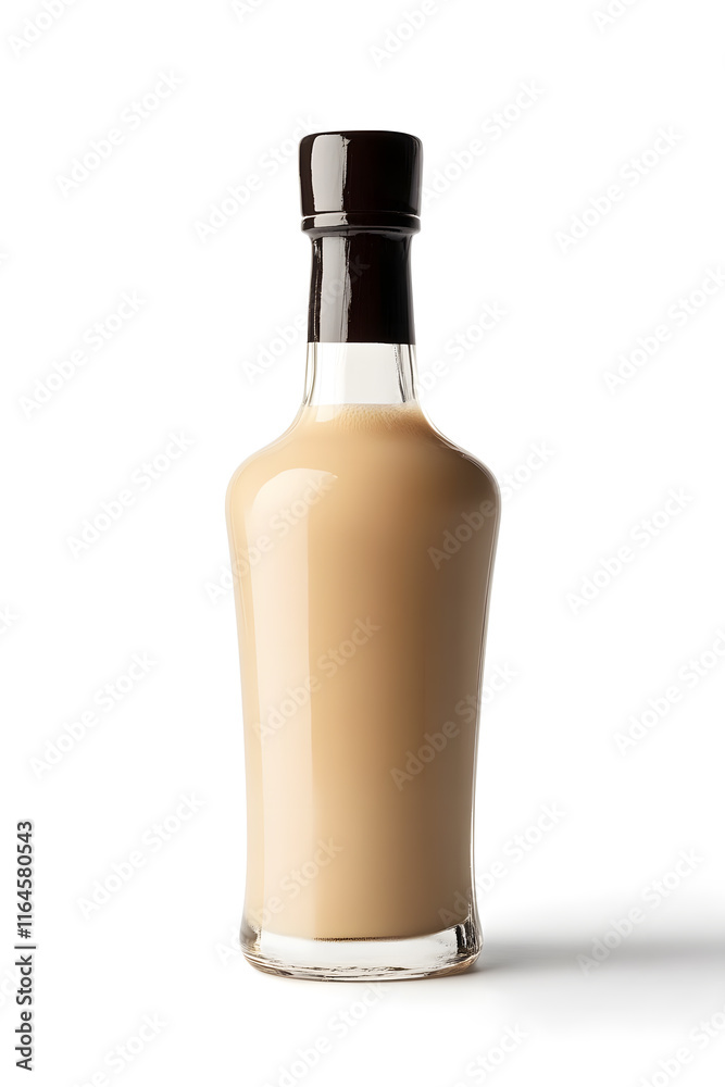A bottle of Irish cream liqueur cocktail. Product mock up isolated on white A bottle of Irish cream liqueur cocktail. Product mock up isolated on white