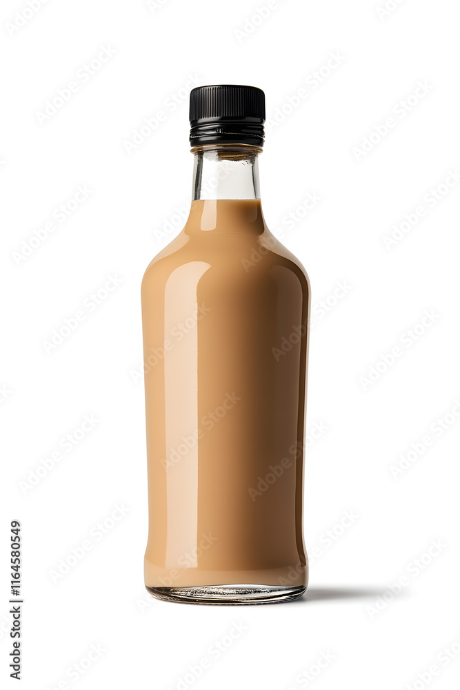 A bottle of Irish cream liqueur cocktail. Product mock up isolated on white A bottle of Irish cream liqueur cocktail. Product mock up isolated on white