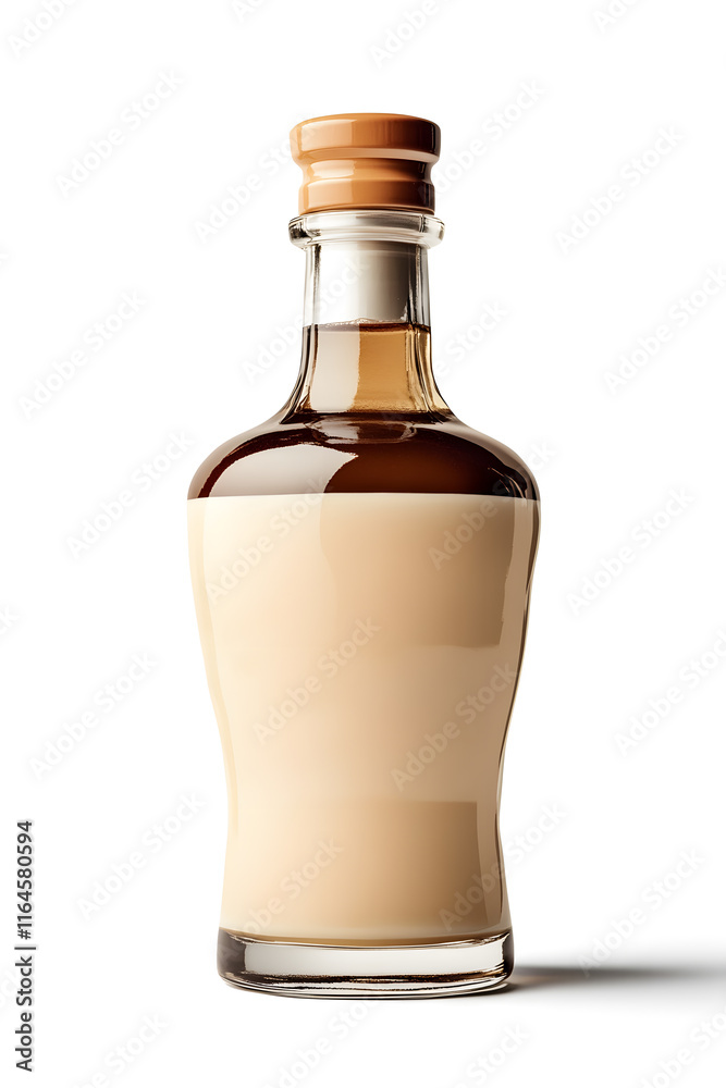 A bottle of Irish cream liqueur cocktail. Product mock up isolated on white A bottle of Irish cream liqueur cocktail. Product mock up isolated on white