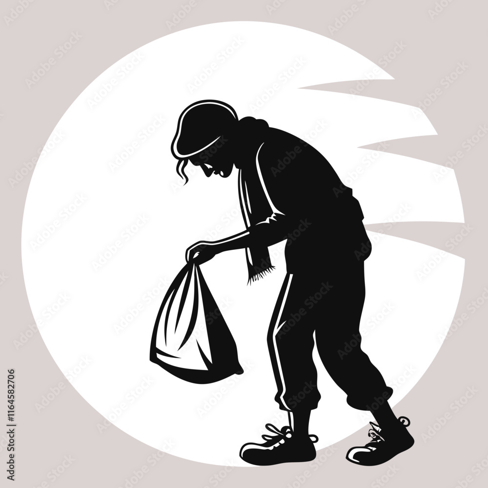 Obraz premium : beggar-silhouette-vector--design
