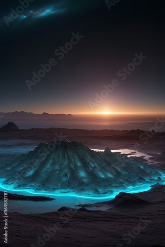 Glowing Crystal Beach on an Alien Planet photo