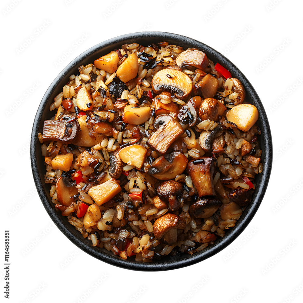 Flavored Wild Rice and Mushroom Bake isolated on transparent background Flavored Wild Rice and Mushroom Bake isolated on transparent background
