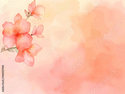 Floral Background Or Post Card A Beautiful Soft Pink Rose Closeup peach-pink background in a delicate style, with flowers, with space for text
