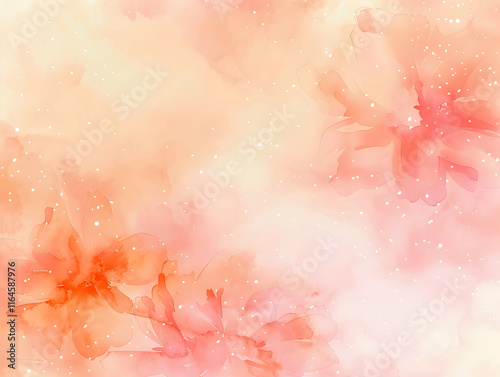 Floral Background Or Post Card A Beautiful Soft Pink Rose Closeup peach-pink background in a delicate style, with flowers, with space for text