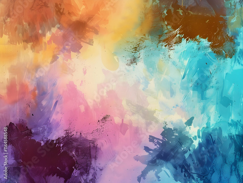 Abstract Colorful Swirls Of Paint Texture Background Abstract colorful background with a textured, brush-stroke effect.