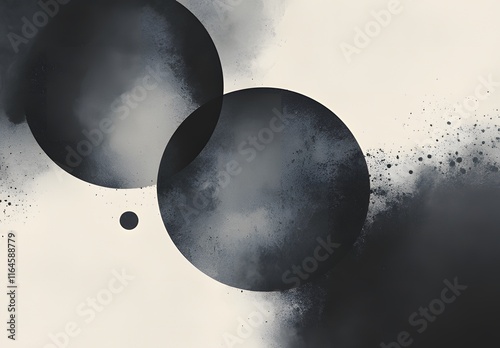 A black and white watercolor background with concentric circles ai generative