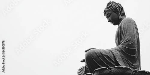 statue of buddha, Buddha white background, empty white background, Mahavir Jayanti, Buddha Jayanthi, Indian culture  photo