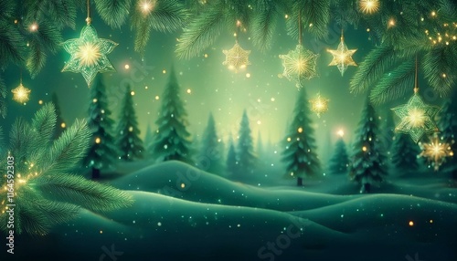 sparkling green winter wonderland background