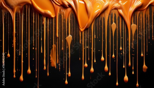a striking image of orange drips against a black background creating a dramatic and eye catching visual effect