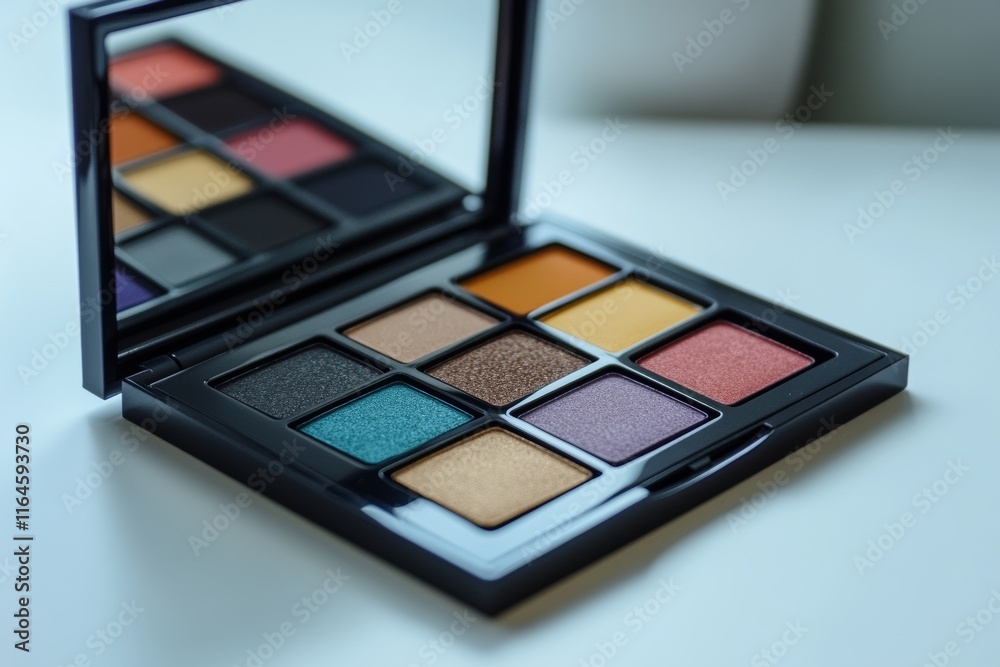 A makeup palette with a mirror on top of it A makeup palette with a mirror on top of it