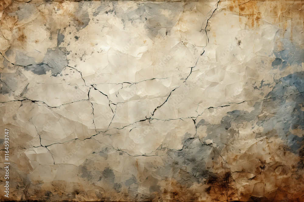Obraz premium Abstract background of an old, cracked wall with a grunge texture. The surface shows signs of weathering, age, and decay, creating a vintage or antique aesthetic.