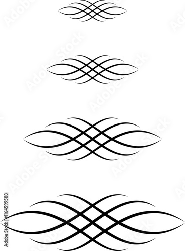 Classic calligraphy  black swirls, swashes, vintage frames,  transparent background, vector