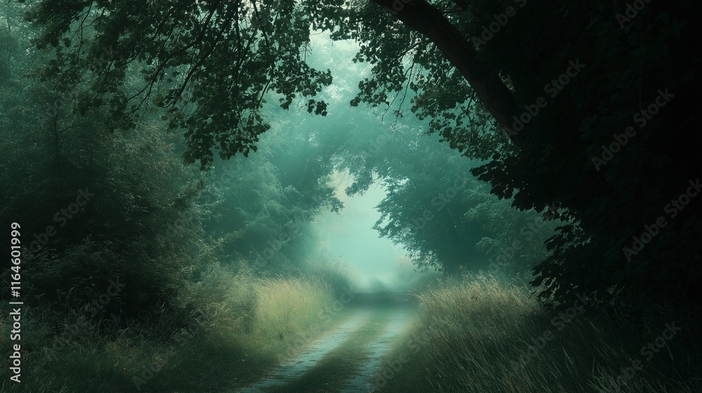 Obraz premium A forest path with trees and grass