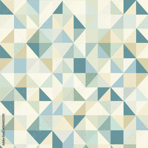 Geometric Watercolor Pattern with Abstract Triangles in Blue and Beige Tones