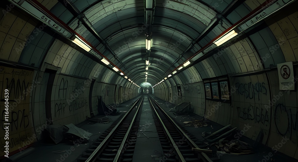 Post-apocalyptic Metro Tunnel Beneath Ruins of Moscow Post-apocalyptic Metro Tunnel Beneath Ruins of Moscow