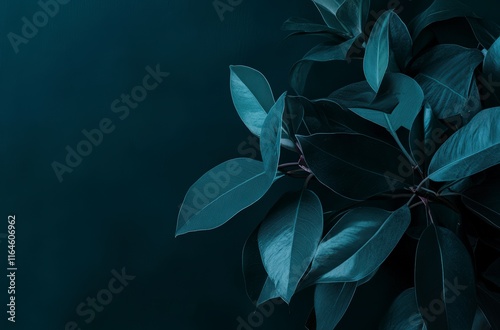 teal background with leafs