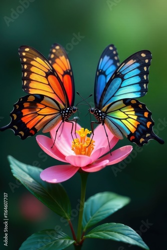 Wallpaper Mural Two colorful butterflies sipping nectar from a delicate flower, wildlife, flowers Torontodigital.ca