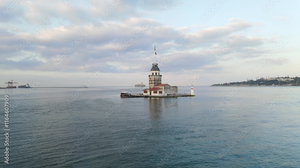 Fototapeta premium Maiden's Tower istanbul aerial view
