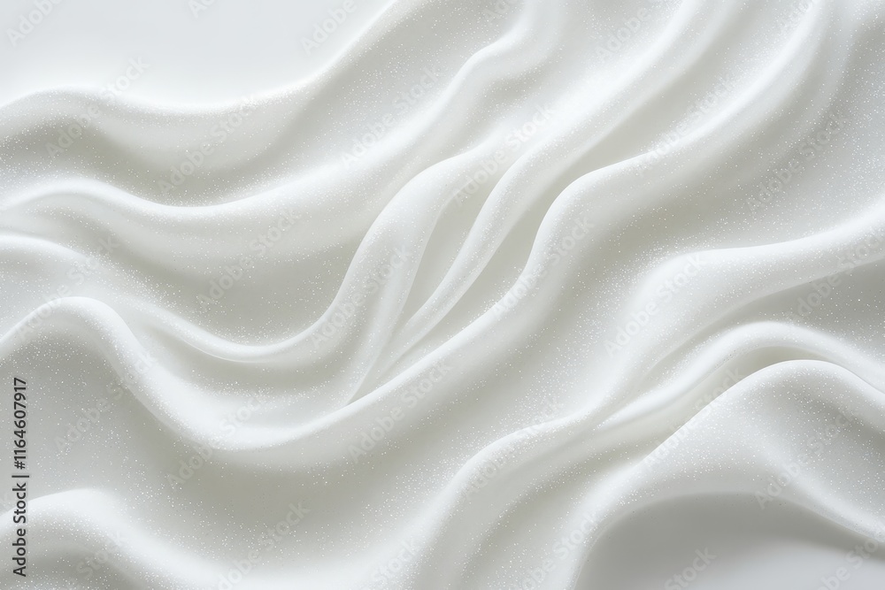 Obraz premium A white fabric with a pattern of white and black is covered in white powder. The fabric appears to be a piece of cloth, possibly a tablecloth or a curtain