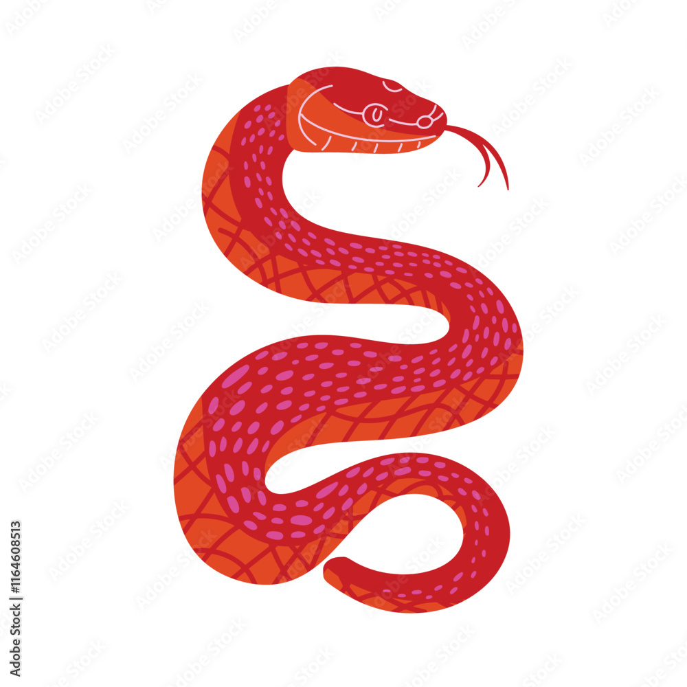Obraz premium Simple flat snake vector illustration. Chinese New Year 2025 horoscope symbol isolated on white background