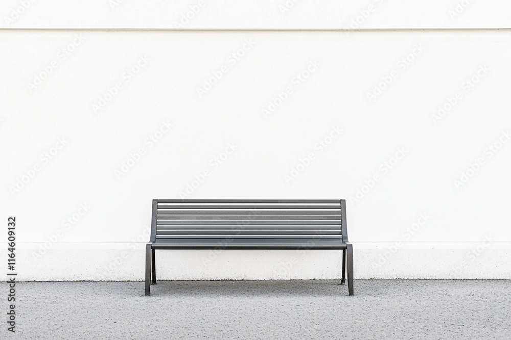 Minimalist park bench in an empty space Minimalist park bench in an empty space