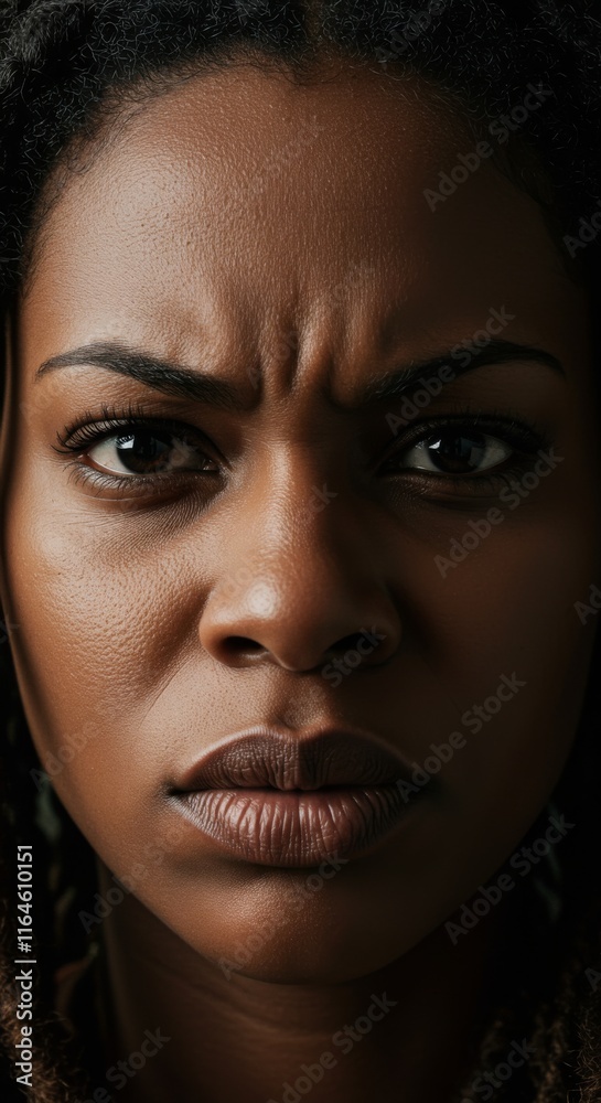 Close up of Black Woman face, Angry Upset Mad Expression, Zoom In, Zoomed Portrait
Close up of Black Woman face, Angry Upset Mad Expression, Zoom In, Zoomed Portrait