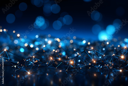 Abstract Blue Digital Technology Background with Dots and Lines - Generative AI