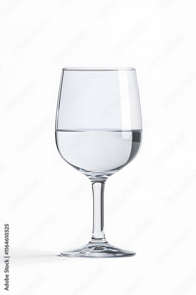 A clear wine glass filled with pure water isolated on white background A clear wine glass filled with pure water isolated on white background