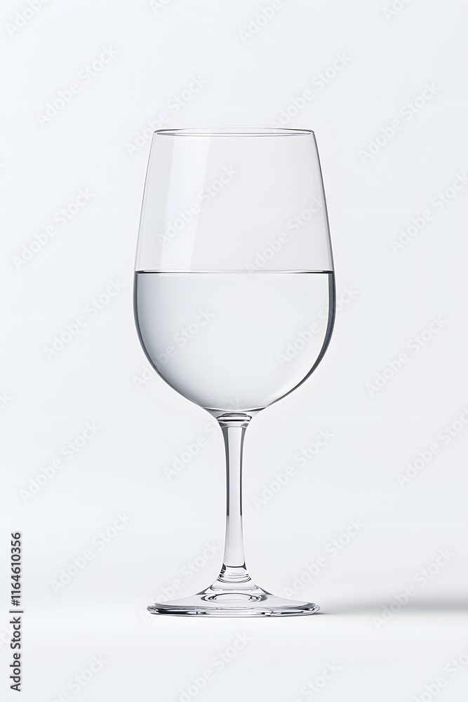 A clear wine glass filled with pure water isolated on white background A clear wine glass filled with pure water isolated on white background