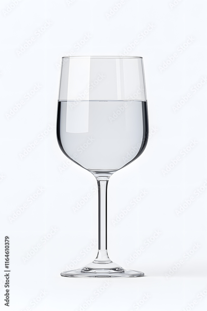 A clear wine glass filled with pure water isolated on white background A clear wine glass filled with pure water isolated on white background