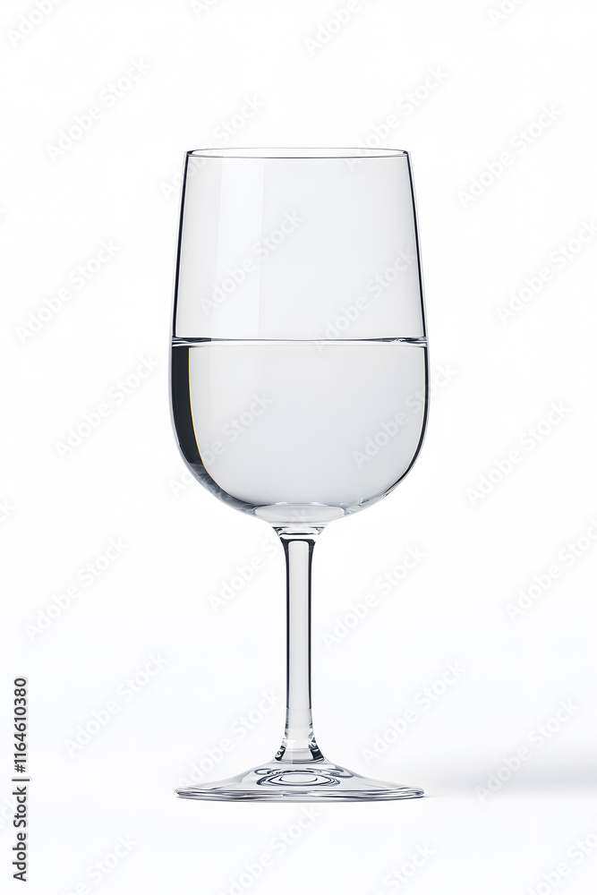 A clear wine glass filled with pure water isolated on white background A clear wine glass filled with pure water isolated on white background