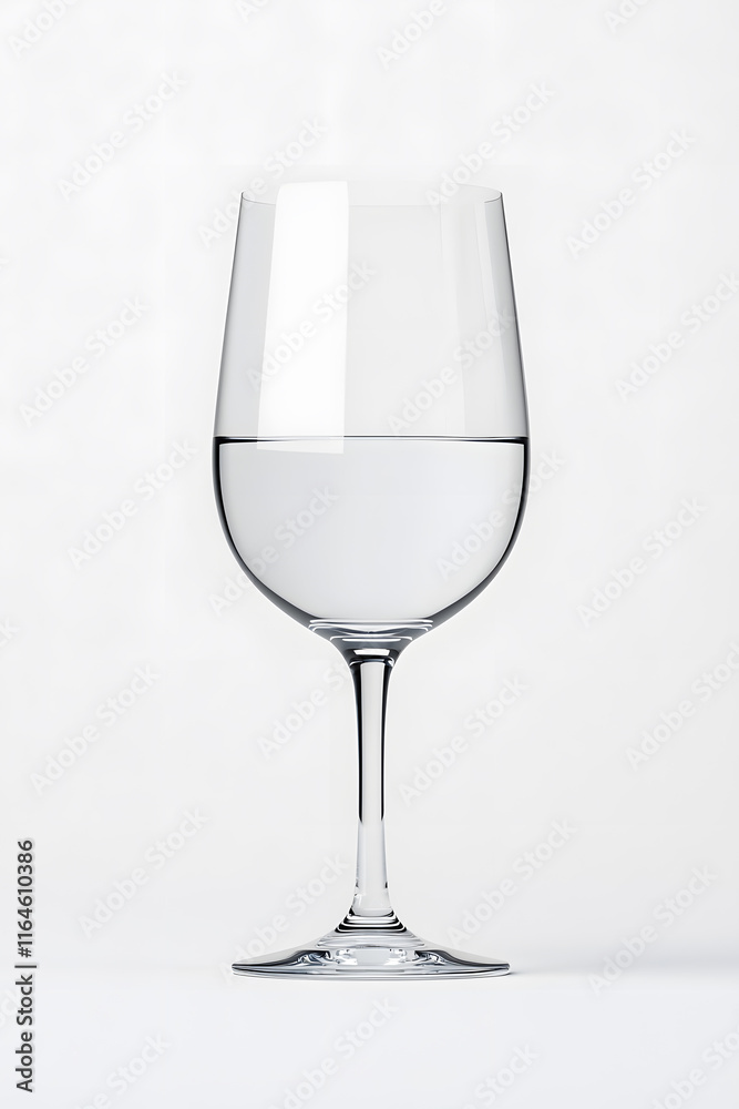 A clear wine glass filled with pure water isolated on white background A clear wine glass filled with pure water isolated on white background