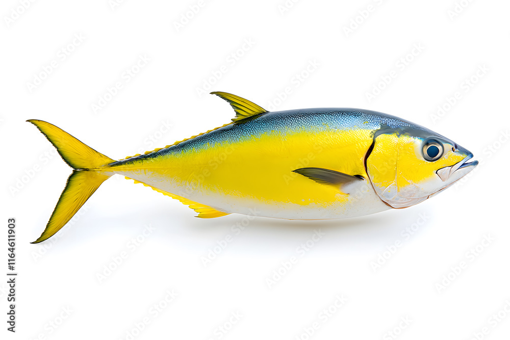 Fototapeta premium Fresh Yellow fish top view isolated on white background