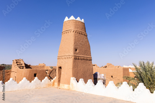 Ushaiger, Ar Riyadh in Saudi Arabia. A traditional restored village made of clay bricks. Ushaiger is one of the Heritage Villages in the Kingdom of Saudi Arabia
