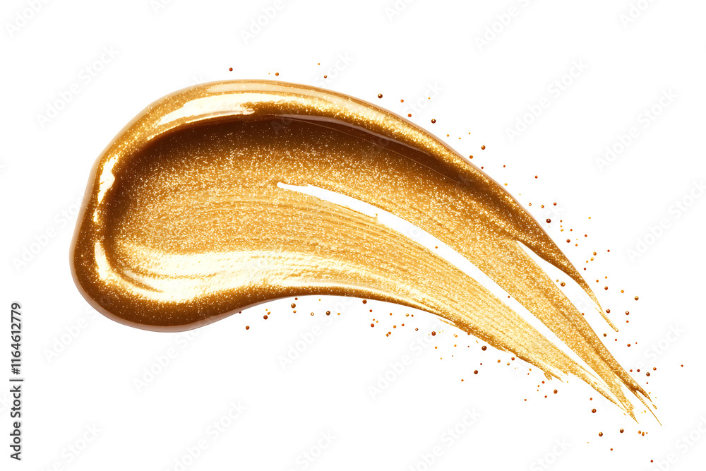 Golden metallic gel or paint smear isolated on white background Golden metallic gel or paint smear isolated on white background
