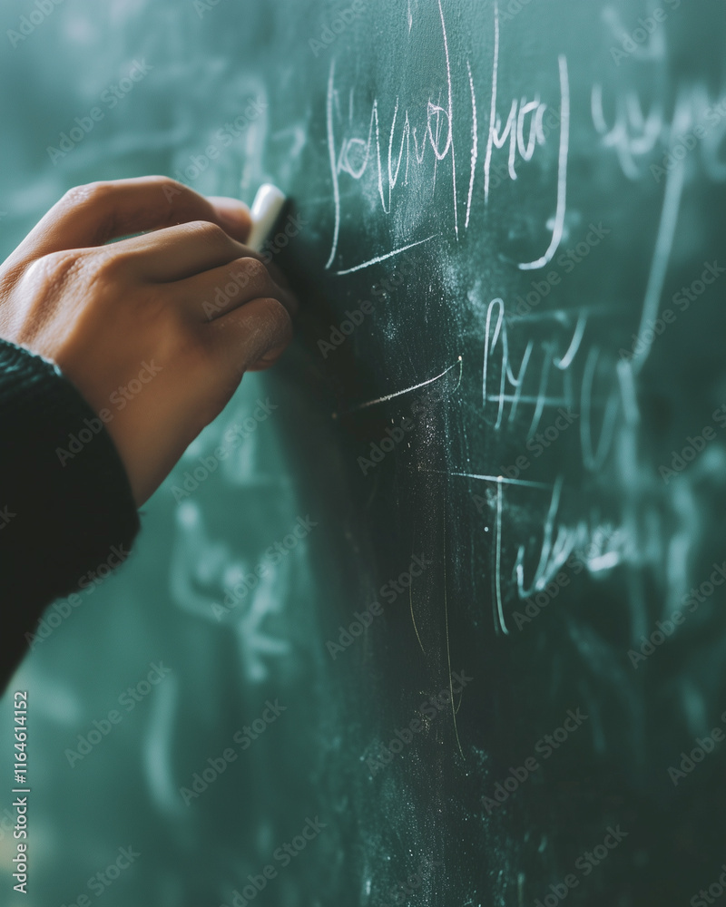 Fototapeta premium Hand Writing on Chalkboard with Mathematical Equations for Education and Learning Themes