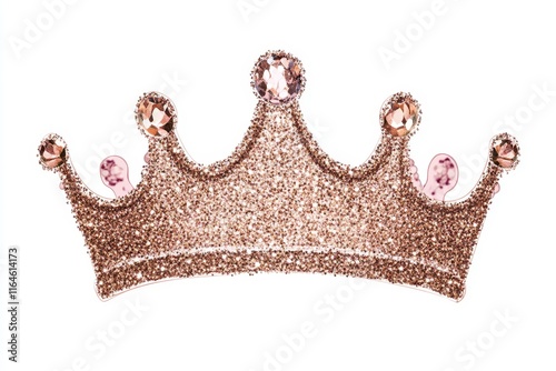 Elegant rose gold crown adorned with sparkling gemstones, ideal for themes of royalty, luxury, and fashion. photo