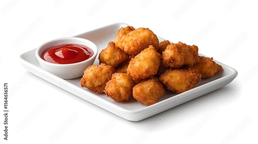 Crispy Fried Chicken Bites Served with Ketchup Crispy Fried Chicken Bites Served with Ketchup